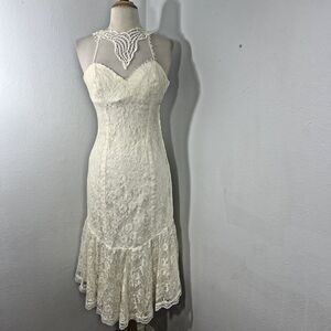 Contempo Casuals Dress Women 5 Lace Tiered Babydoll Romantic Prairie Cottagecore